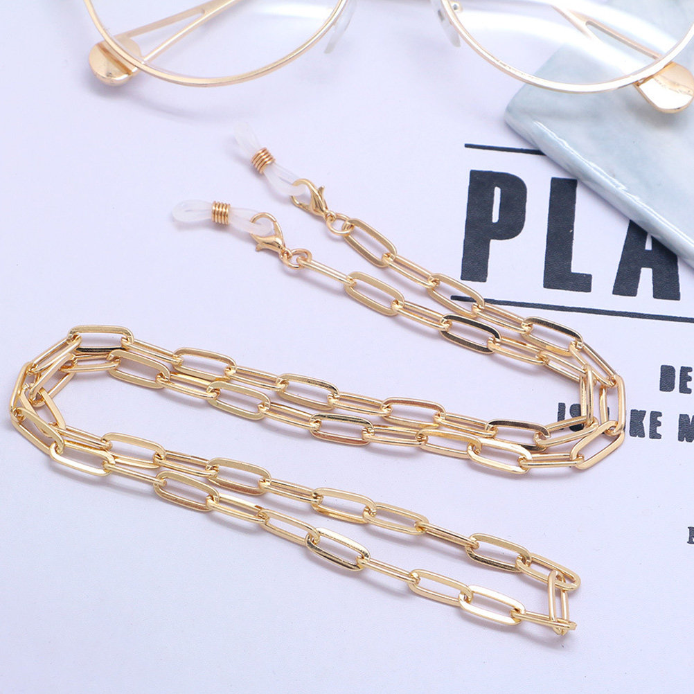 Mask Chain Holder - Goldene Büroklammer-Brillenkette, Gesichtsmasken-Trageband, Anti-Verlust-Maskenband für den